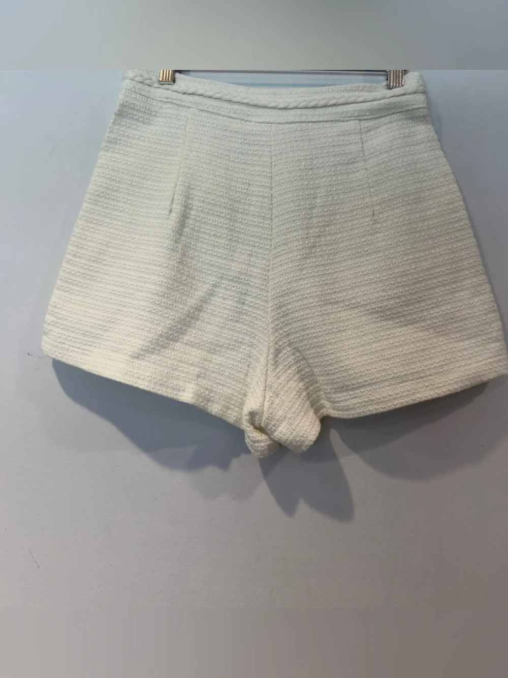 Ecru Adrian Women's Cream Textured High-Rise Shorts - Picture 6 of 9